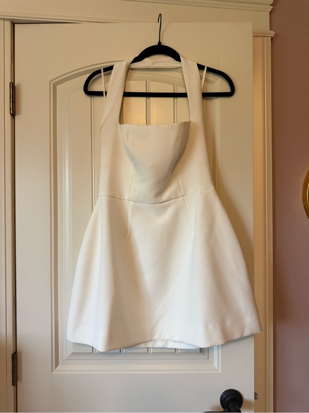 White Halter Mini Dress with Sculpted Bodice